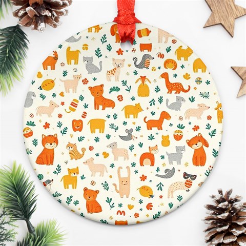 Pet Animal 04 Round Ornament (Two Sides) from ArtsNow.com Back