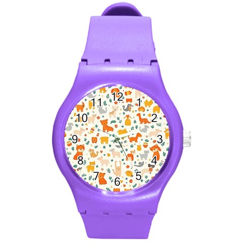 Pet Animal 04 Round Plastic Sport Watch (M) from ArtsNow.com Front