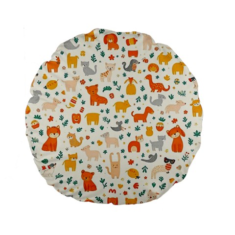 Pet Animal 04 Standard 15  Premium Flano Round Cushions from ArtsNow.com Back