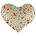 Pet Animal 04 Large 19  Premium Flano Heart Shape Cushions