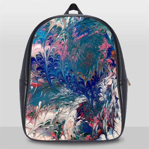 Blue feathers and flames School Bag (Large) from ArtsNow.com Front