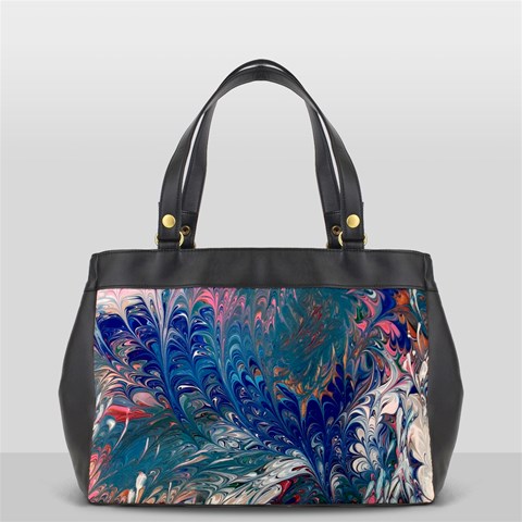 Blue feathers and flames Oversize Office Handbag (2 Sides) from ArtsNow.com Front