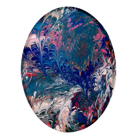 Blue feathers and flames Oval Glass Fridge Magnet (4 pack) from ArtsNow.com Front