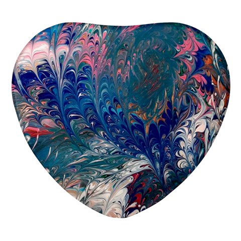 Blue feathers and flames Heart Glass Fridge Magnet (4 pack) from ArtsNow.com Front