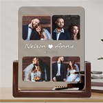 Personalized 4 Photo Any Text Couple Valentine Day Acrylic UV Print 6  Tabletop Frame (U-Shape)