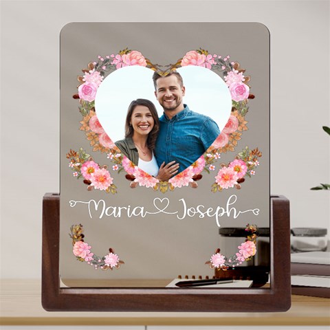 Personalized Photo Couple Valentine Day Name Any Text Acrylic UV Print 6  Tabletop Frame (U Front