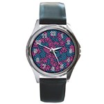 Summer Pineapples Round Metal Watch