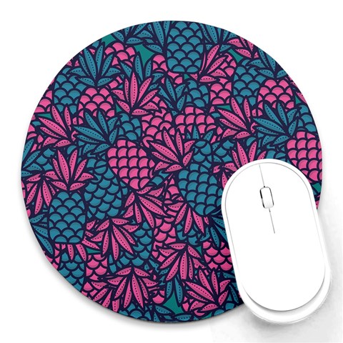 Summer Pineapples Round Mousepad from ArtsNow.com Front