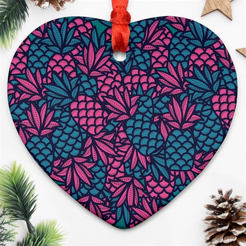 Summer Pineapples Ornament (Heart) from ArtsNow.com Front