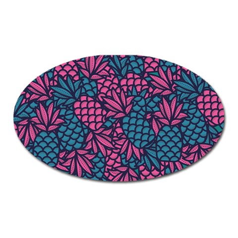 Summer Pineapples Oval Magnet from ArtsNow.com Front