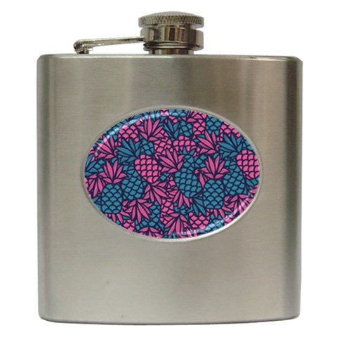 Summer Pineapples Hip Flask (6 oz) from ArtsNow.com Front