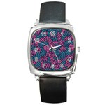 Summer Pineapples Square Metal Watch