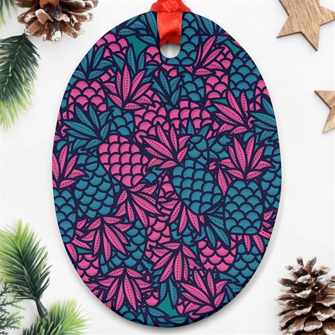 Summer Pineapples Oval Ornament (Two Sides) from ArtsNow.com Front