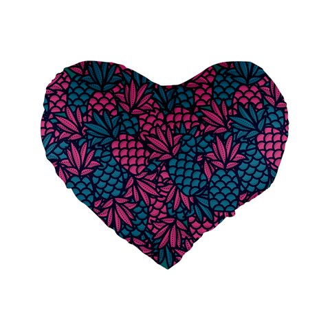 Summer Pineapples Standard 16  Premium Flano Heart Shape Cushions from ArtsNow.com Front