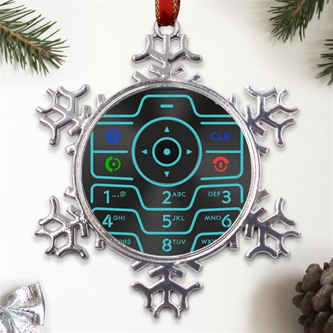 Retro Mobile Device Output Device Metal Large Snowflake Ornament from ArtsNow.com Front