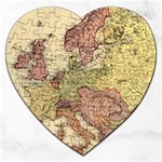 Retro Old Vintage Map Of Europe Jigsaw Puzzle (Heart)