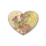 Retro Old Vintage Map Of Europe Rubber Coaster (Heart)