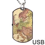 Retro Old Vintage Map Of Europe Dog Tag USB Flash (One Side)