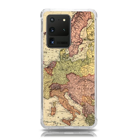 Retro Old Vintage Map Of Europe Samsung Galaxy S20 Ultra 6.9 Inch TPU UV Case from ArtsNow.com Front