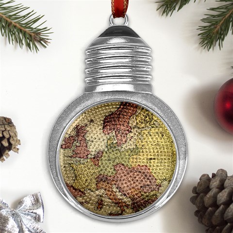 Retro Old Vintage Map Of Europe Metal Light Bulb Shape Ornament from ArtsNow.com Front