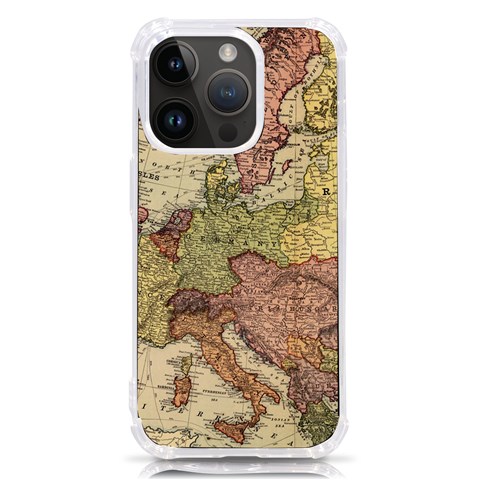 Retro Old Vintage Map Of Europe iPhone 14 Pro TPU UV Print Case from ArtsNow.com Front