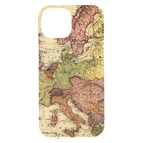 Retro Old Vintage Map Of Europe iPhone 15 Plus Black UV Print PC Hardshell Case from ArtsNow.com Front