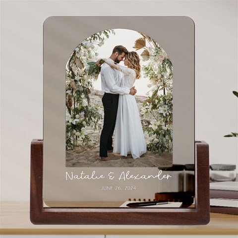 Personalized Photo Couple Wedding Valentine Day Name Any Text Acrylic UV Print 6  Tabletop Frame (U Front