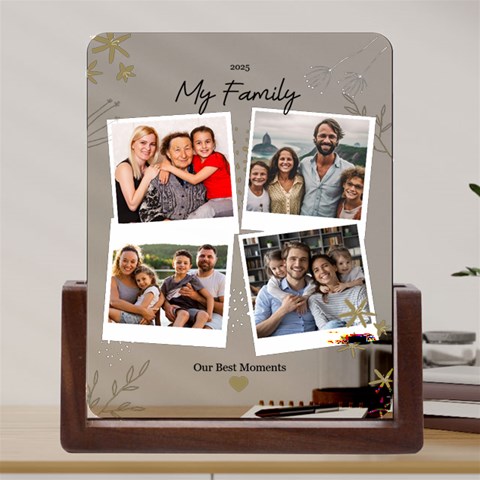 Personalized 4 Photo Polaroid Style Couple Family Name Any Text Acrylic UV Print 6  Tabletop Frame (U Front