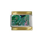 Malachite  Gold Trim Italian Charm (9mm)