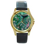 Malachite  Round Gold Metal Watch