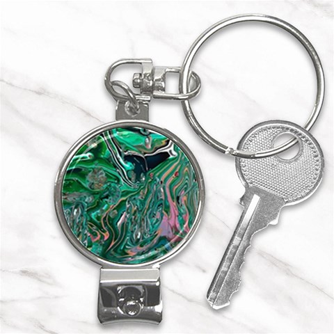 Malachite  Nail Clippers Key Chain from ArtsNow.com Front