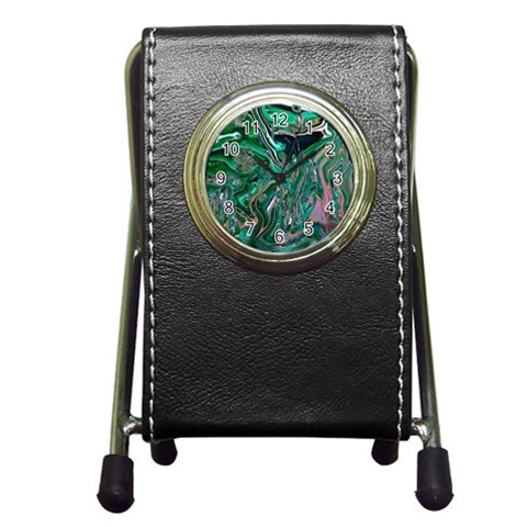 Malachite  Pen Holder Desk Clock from ArtsNow.com Front