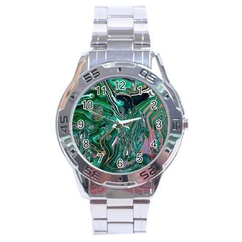 Malachite  Stainless Steel Analogue Watch from ArtsNow.com Front