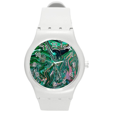 Malachite  Round Plastic Sport Watch (M) from ArtsNow.com Front