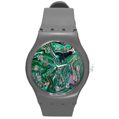 Malachite  Round Plastic Sport Watch (M) from ArtsNow.com Front