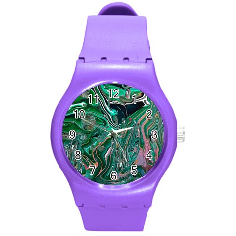 Malachite  Round Plastic Sport Watch (M) from ArtsNow.com Front