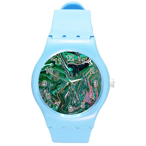 Malachite  Round Plastic Sport Watch (M) from ArtsNow.com Front