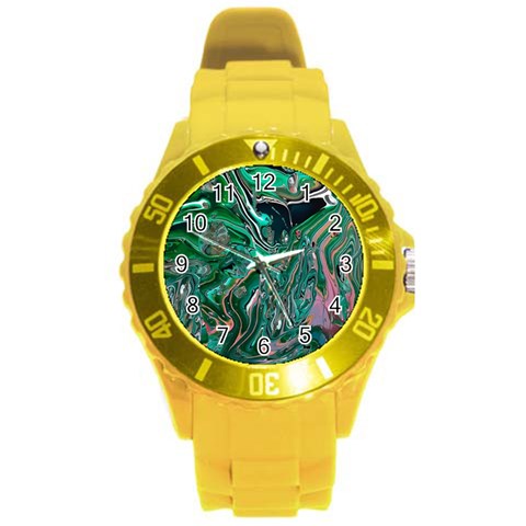 Malachite  Round Plastic Sport Watch (L) from ArtsNow.com Front