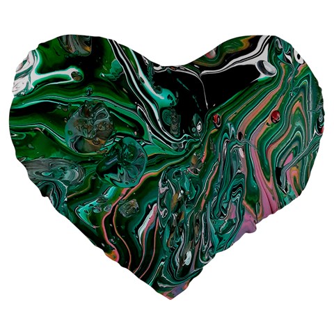 Malachite  Large 19  Premium Heart Shape Cushions from ArtsNow.com Front