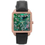 Malachite  Rose Gold Leather Watch 