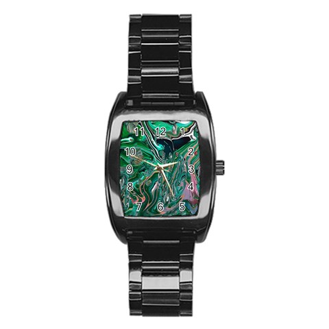 Malachite  Stainless Steel Barrel Watch from ArtsNow.com Front