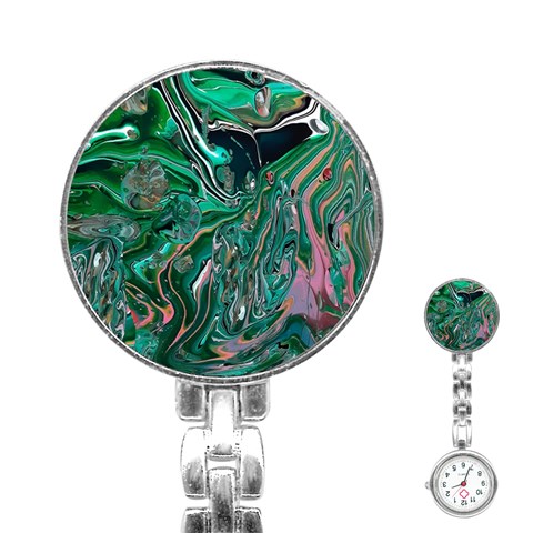 Malachite  Stainless Steel Nurses Watch from ArtsNow.com Front