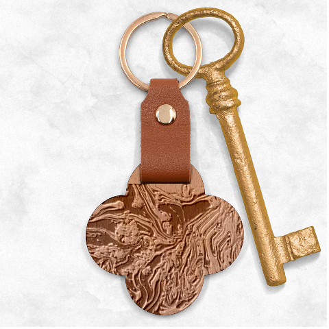 Malachite  Engraved Wood Key Chain from ArtsNow.com Front