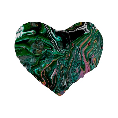 Malachite  Standard 16  Premium Flano Heart Shape Cushions from ArtsNow.com Front