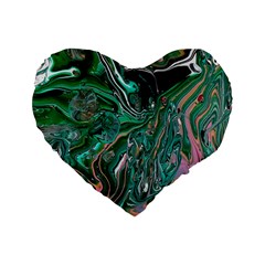 Malachite  Standard 16  Premium Flano Heart Shape Cushions from ArtsNow.com Front