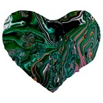 Malachite  Large 19  Premium Flano Heart Shape Cushions