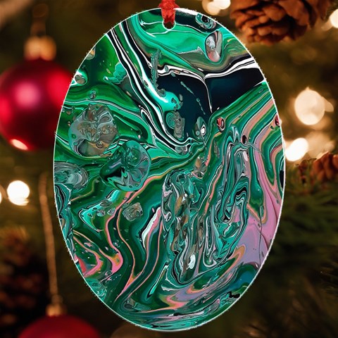 Malachite  UV Print Acrylic Ornament Oval from ArtsNow.com Front