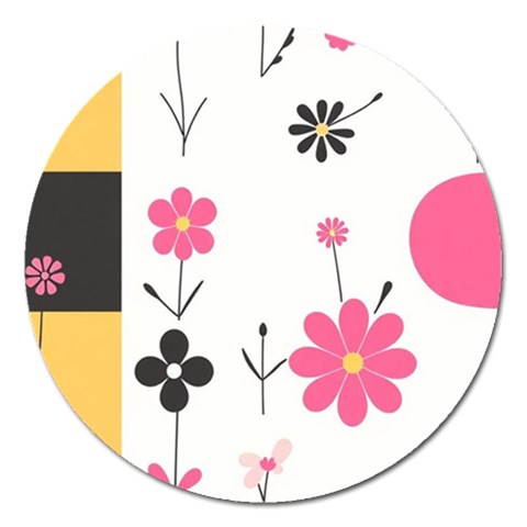 Minimalist Pattern With Simple Lines,flower And Shapes, Creating A Clean And Modern Magnet 5  (Round) from ArtsNow.com Front