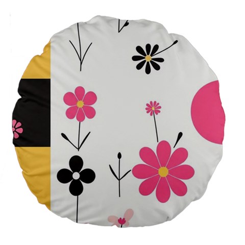 Minimalist Pattern With Simple Lines,flower And Shapes, Creating A Clean And Modern Large 18  Premium Round Cushions from ArtsNow.com Front