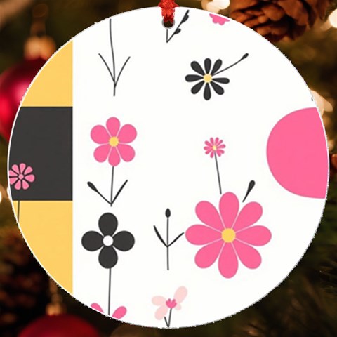 Minimalist Pattern With Simple Lines,flower And Shapes, Creating A Clean And Modern UV Print Acrylic Ornament Round from ArtsNow.com Front